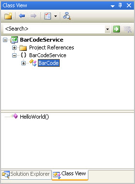 Class View tab screenshot