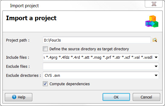 This figure is a screenshot of the Import Project dialog.