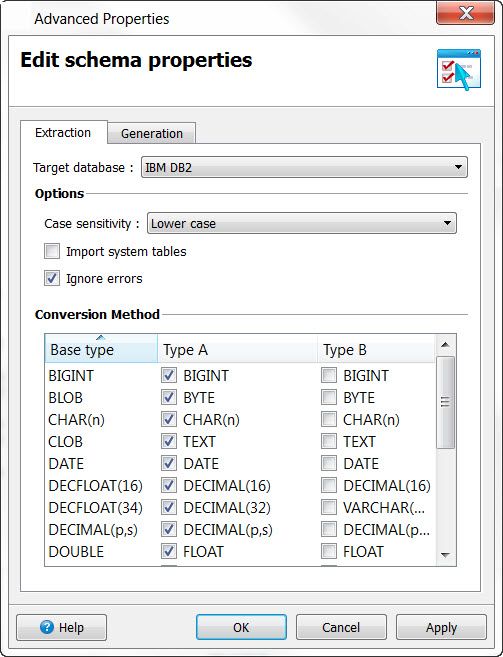 This figure shows an example of properties that can be changed with the Advanced Properties dialog.