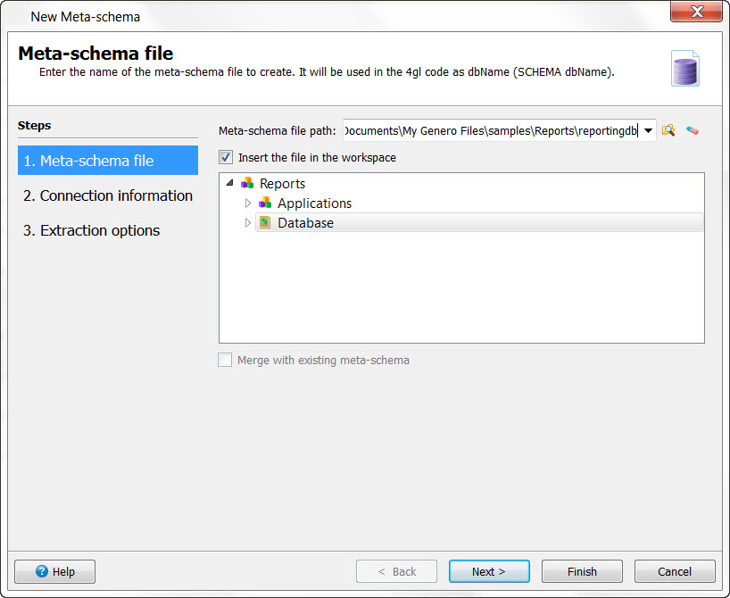 This figure is a screenshot of the New Meta-schema dialog - Step 1.