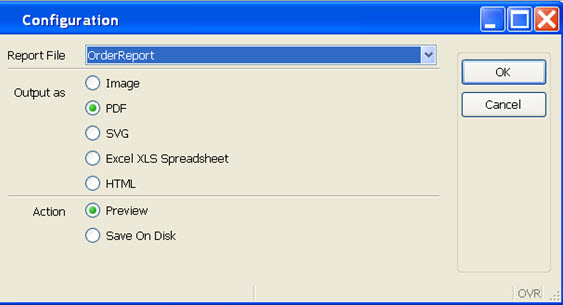 This figure is a screenshot of the form used in the Reports demo. See the surrounding text for information on using the form.